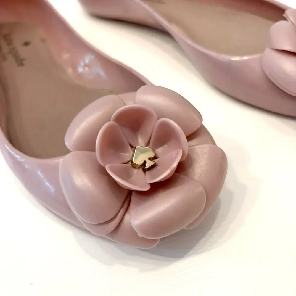 Kate Spade‎ Pink Rose Jelly Camilla Flower Ballerina / Ballet Flats Shoes Size 6